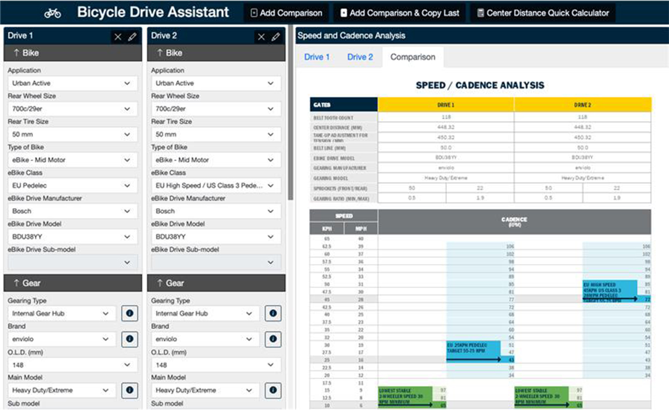 full color screen image of Gates® Design Power™ Bicycle Design Assistant