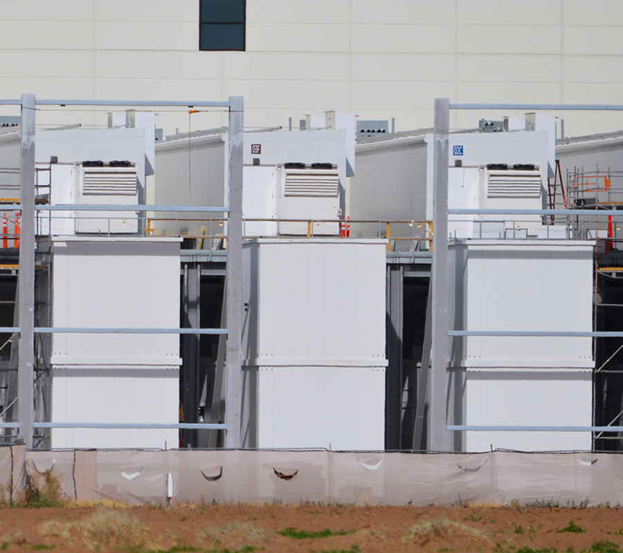 outdoor image of white air handling systems for a data center