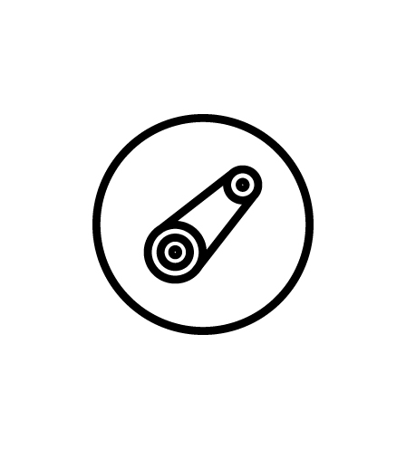 circle icon with an illustration of a belt drive