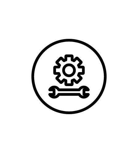 circle icon with an illustration of a wrench and wheel 