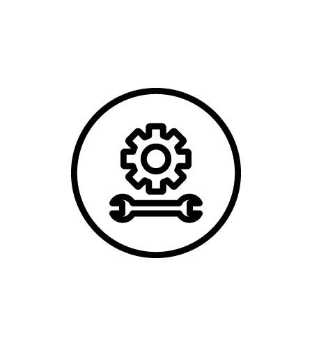 circle icon with an illustration of a wrench and wheel 