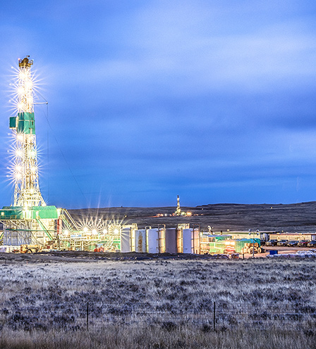 Lit up hydraulic fracturing site