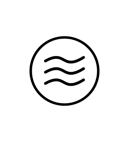 An icon representing smooth operation with three wavy lines.