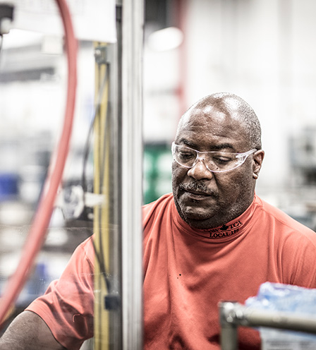 Man wearing safty glasses