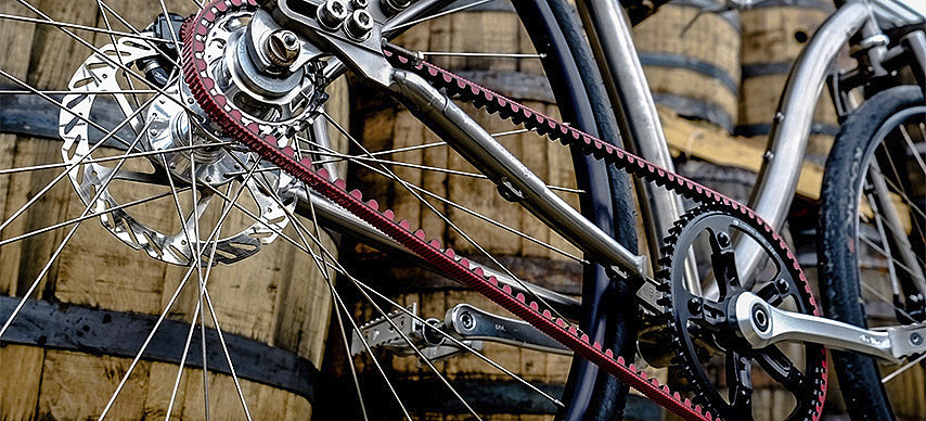 Gates red carbondrive belt on a bike