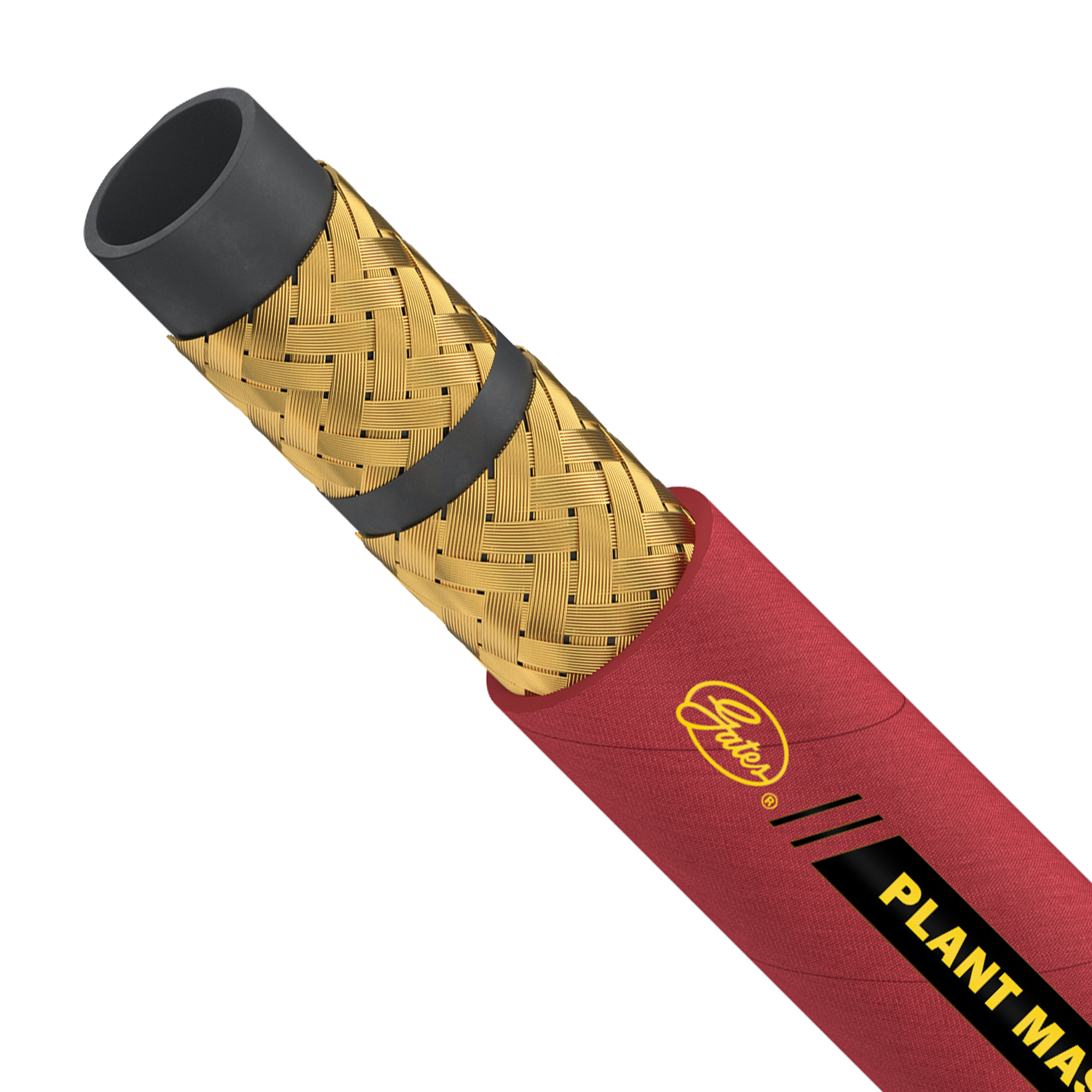 Image of red Gates® Plant Master steam hose with gold braid