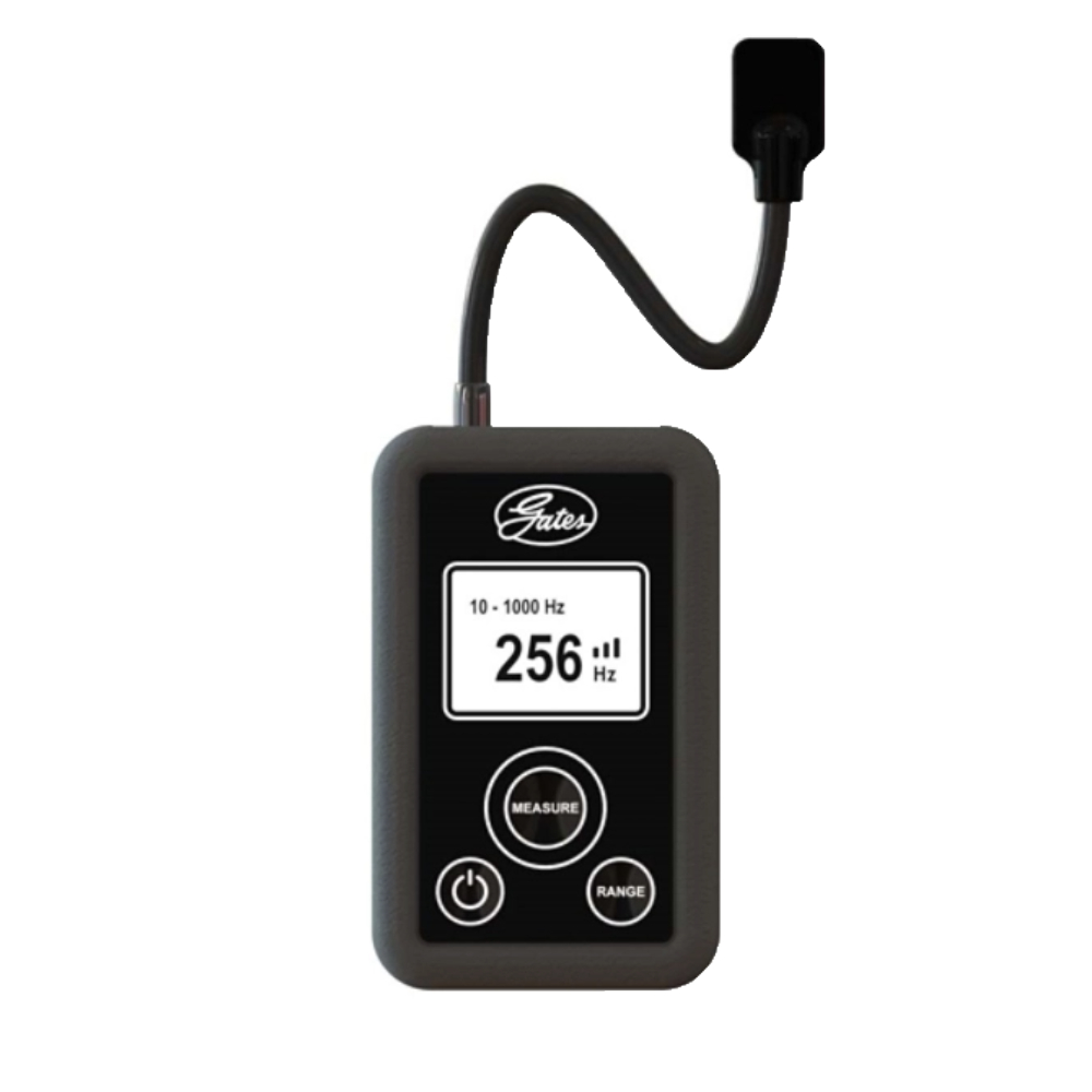 Gates Sonic Tension Meter displaying 256 Hz.