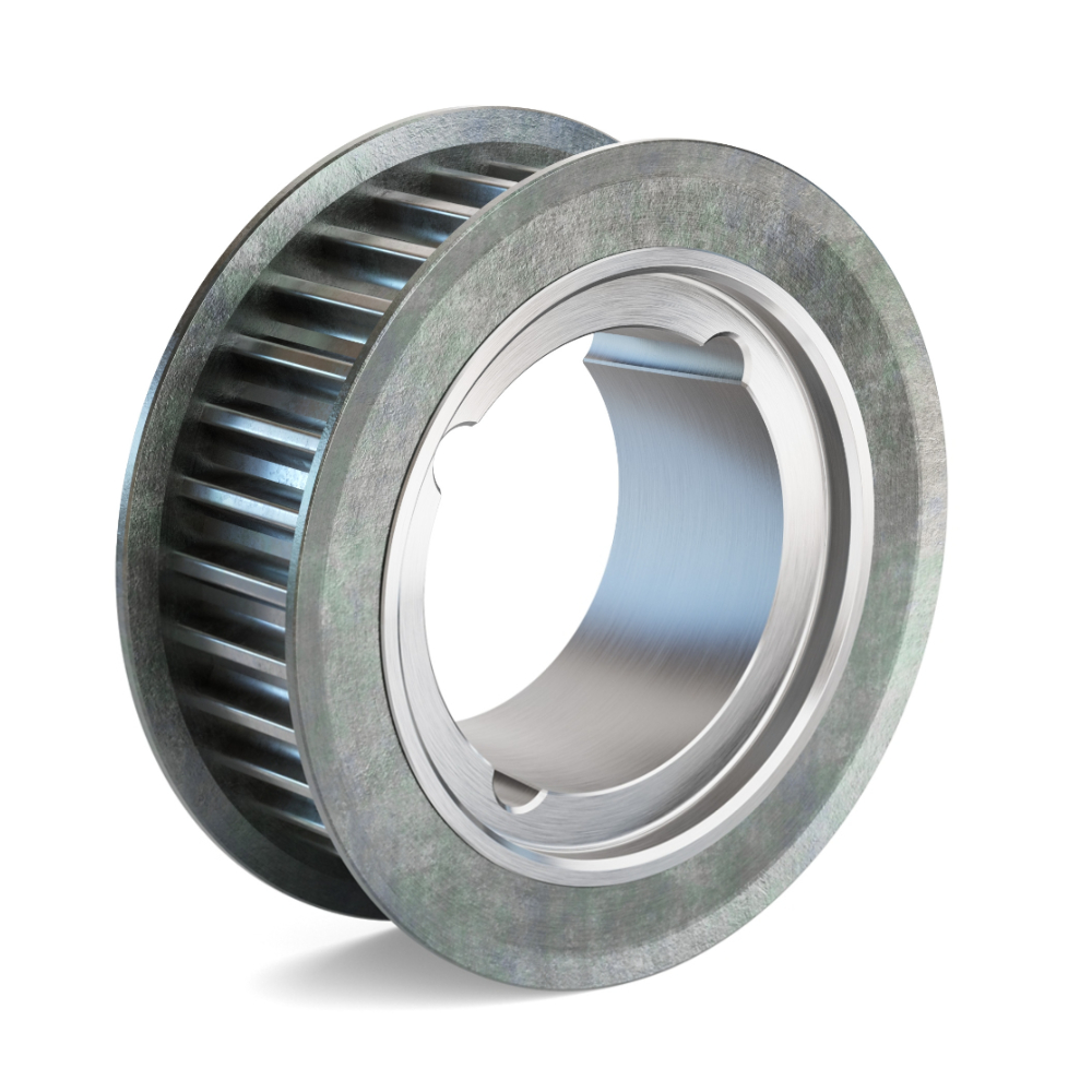 Steel sprocket wheel for synchronous belt systems.
