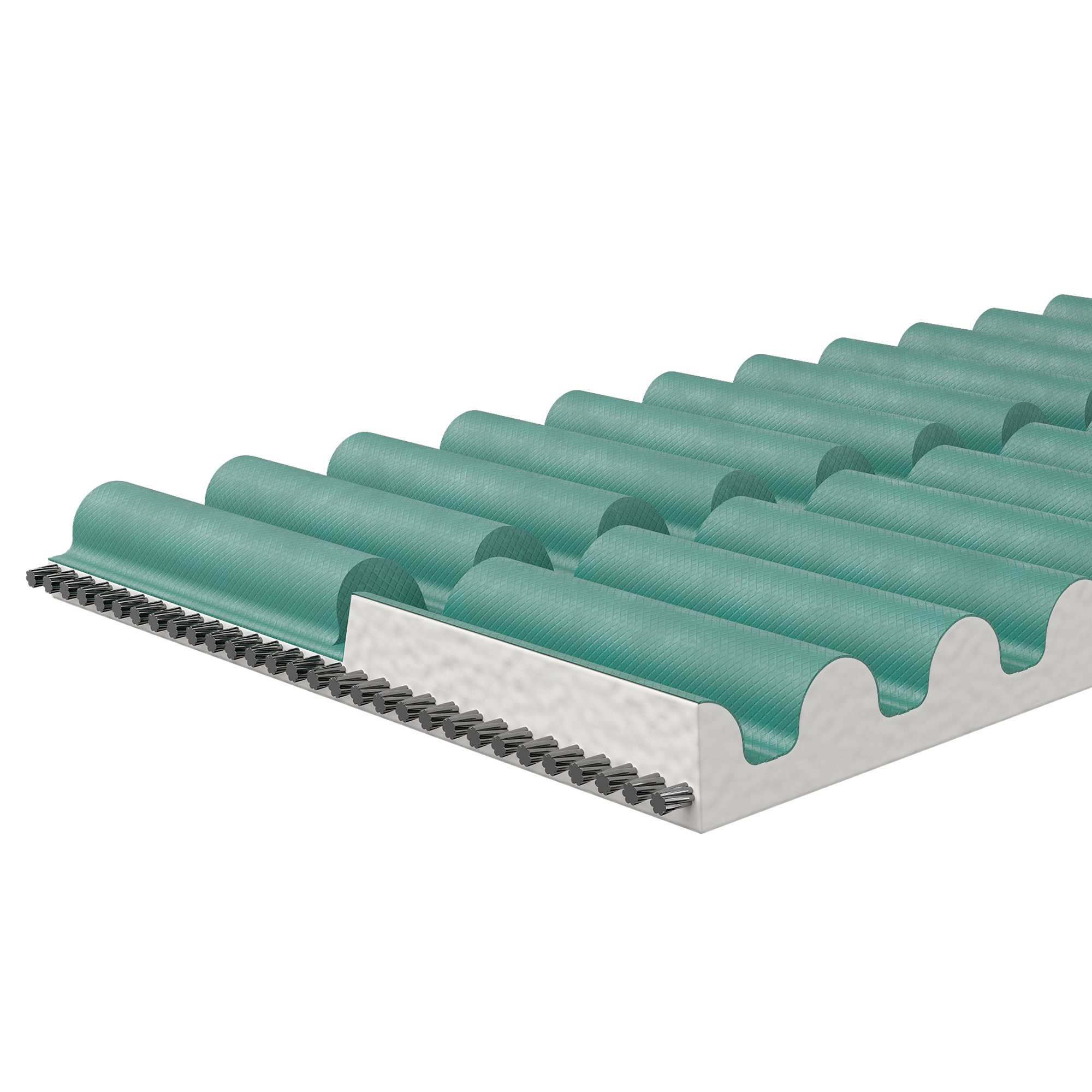 Image of green ribbed Gates® TPU SST8 belt.